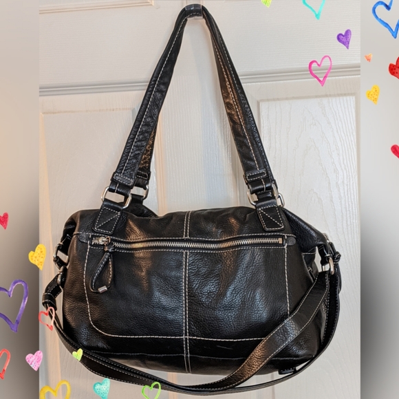 BANANA REPUBLIC BLACK LEATHER SHOULDER BAG - Picture 2 of 8